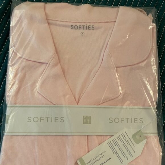 NWT Softies Short Sleeve Notch Collar Short Set Pink Pajamas Oprah Fav Gift $120 - Picture 4 of 5